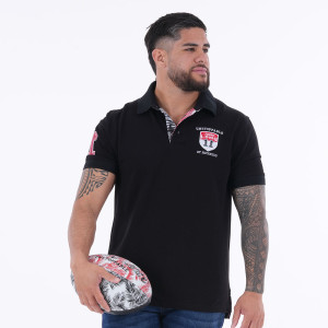 Polo à manches courtes noir Jonah LOMU by Ruckfield