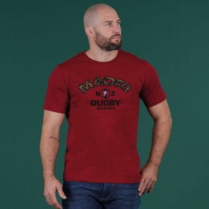 T-shirt à manches courtes rouge foncé Ruckfield Maori Rugby