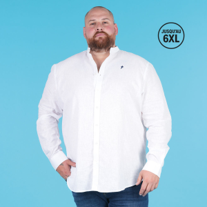 Chemise blanche lin Ruckfield à manches longues col mao