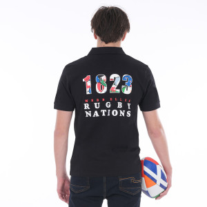 Polo noir MC Webb Ellis Rugby Nations - Grandes tailles S à 4XL