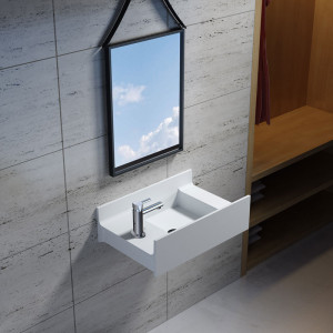 Distribain Vasque suspendue en solid surface SDV68L version gauche
