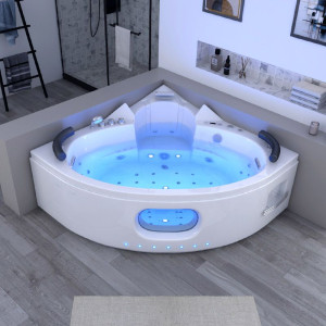Distribain Baignoire balnéo d'angle Corleone 48 jets Whirlpool