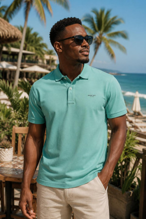 Cars groene heren polo   Rib kraag   Regular fit   Knoopsluiting   Korte mouw Groen XL