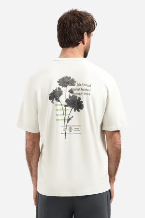 NO-EXCESS witte heren t-shirt   Ronde hals   Regular fit   Geen zakken   Grafisch patroon   Duurzaam   Korte mouw Wit XXL