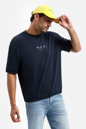 NO-EXCESS blauwe heren t-shirt   Ronde hals   Regular fit   Korte mouw Blauw L