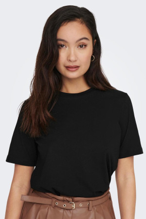 Only zwarte dames t-shirt   Ronde hals   Regular fit   Duurzaam   Korte mouw Zwart S
