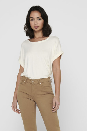 Only beige dames t-shirt   Ronde hals   Regular fit   Korte mouw Beige XS