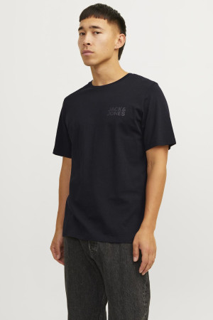 Jack & Jones zwarte heren t-shirt   Ronde hals   Regular fit   Tekst patroon   Duurzaam   Korte mouw Zwart XL