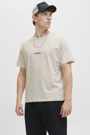 Jack & Jones beige heren t-shirt   Ronde hals   Regular fit   Duurzaam   Korte mouw Beige XXL