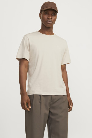 Jack & Jones beige heren t-shirt   Ronde hals   Regular fit   Duurzaam   Korte mouw Beige XXL