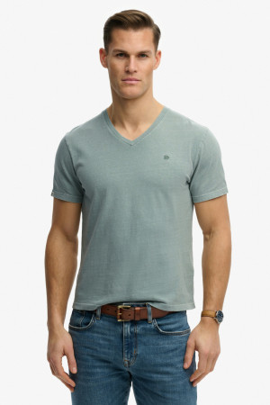Superdry groene heren t-shirt   Ronde hals   Slim Fit   Gemeleerd patroon   Duurzaam   Korte mouw Groen M