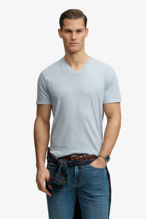 Superdry blauwe heren t-shirt   Ronde hals   Regular fit   Gemeleerd patroon   Duurzaam   Korte mouw Blauw XL