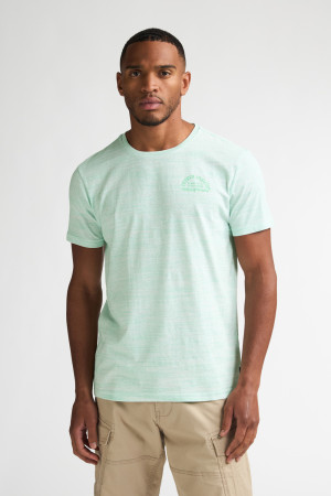 Petrol Industries groene heren t-shirt   Ronde hals   Regular fit   Gemeleerd patroon   Korte mouw Groen L