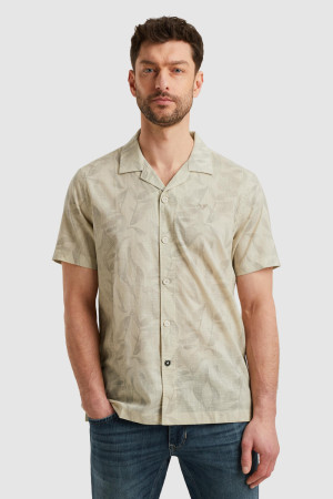 PME legend beige heren overhemd   Revers kraag   Regular fit   Grafisch patroon   Knoopsluiting   Korte mouw Beige M