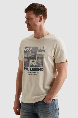 PME legend beige heren t-shirt   Ronde hals   Regular fit   Grafisch patroon   Duurzaam   Korte mouw Beige M