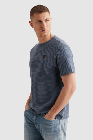 PME legend blauwe heren t-shirt   Ronde hals   Regular fit   Streep patroon   Duurzaam   Korte mouw Blauw XXL
