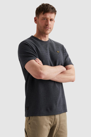 PME legend blauwe heren t-shirt   Ronde hals   Regular fit   Streep patroon   Duurzaam   Korte mouw Blauw M