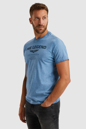 PME legend blauwe heren t-shirt   Ronde hals   Regular fit   Geen zakken   Tekst patroon   Duurzaam   Korte mouw Blauw XXXL