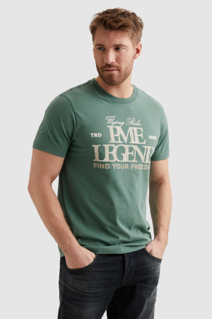 PME legend groene heren t-shirt   Ronde hals   Regular fit   Tekst patroon   Duurzaam   Korte mouw Groen XXXL