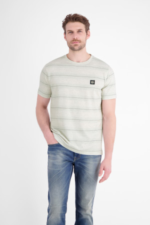 Lerros witte heren t-shirt   Ronde hals   Regular fit   Streep patroon   Korte mouw Wit L