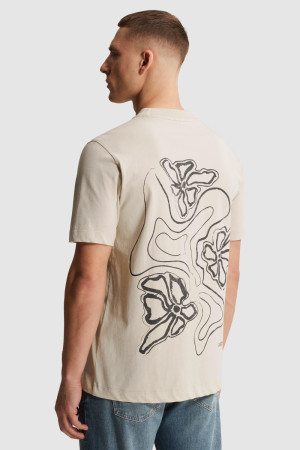 Cast Iron beige heren t-shirt   Ronde hals   Regular fit   Grafisch patroon   Duurzaam   Korte mouw Beige M