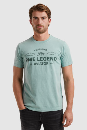 PME legend blauwe heren t-shirt   Ronde hals   Regular fit   Tekst patroon   Duurzaam   Korte mouw Blauw XXL