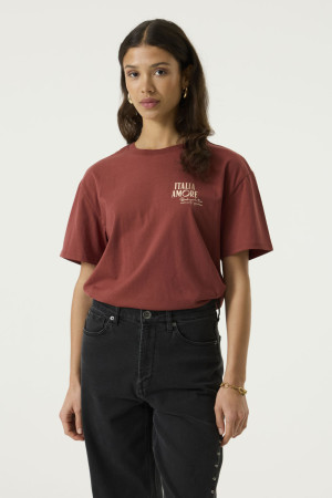 Garcia rode dames t-shirt   Ronde hals   Regular fit   Tekst patroon   Korte mouw Rood XS