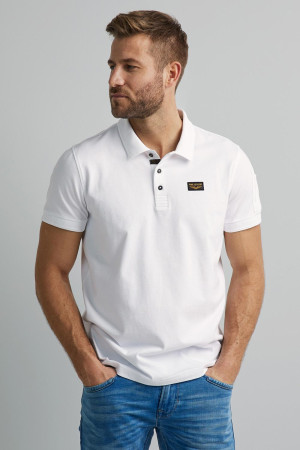 PME legend witte heren polo   American Classic   Rib kraag   Regular fit   Knoopsluiting   Duurzaam   Korte mouw Wit XXXXXL