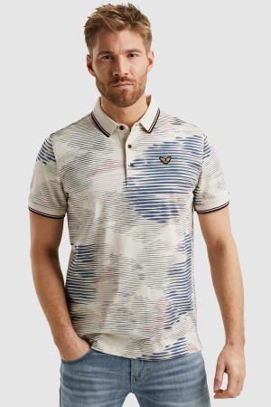 PME legend beige heren polo   Rib kraag   Regular fit   Geen zakken   Grafisch patroon   Knoopsluiting   Duurzaam   Korte mouw Beige S