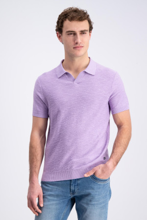 Gabbiano paarse heren polo   Rib kraag   Regular fit   Structuur patroon   Duurzaam   Korte mouw Paars L