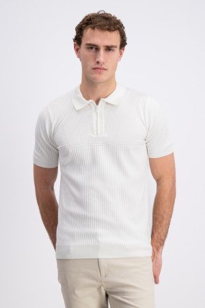 Gabbiano witte heren polo   Rib kraag   Regular fit   Rib patroon   Ritssluiting   Korte mouw Wit XXL