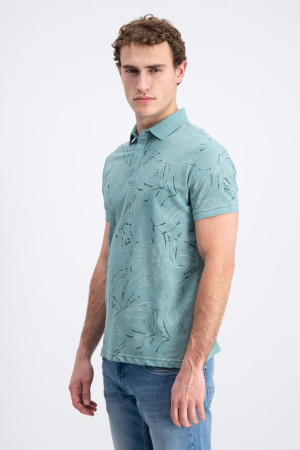Gabbiano groene heren polo   Punt kraag   Regular fit   Grafisch patroon   Blinde knoopsluiting   Korte mouw Groen S
