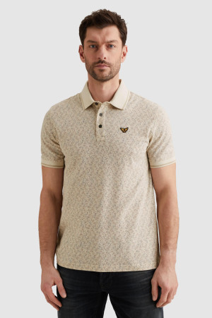 PME legend ecru heren polo   Punt kraag   Regular fit   Grafisch patroon   Knoopsluiting   Duurzaam   Korte mouw Ecru XXL