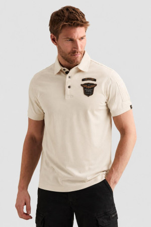 PME legend beige heren polo   Punt kraag   Regular fit   Geen zakken   Structuur patroon   Knoopsluiting   Duurzaam   Korte mouw Beige S