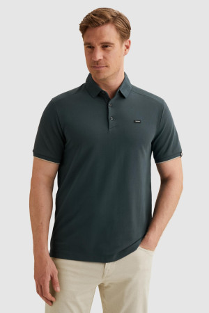 Vanguard blauwe heren polo   Rib kraag   Regular fit   Knoopsluiting   Duurzaam   Korte mouw Blauw L