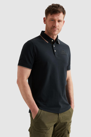 PME legend blauwe heren polo   Punt kraag   Regular fit   Knoopsluiting   Duurzaam   Korte mouw Blauw XL