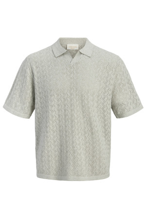 Jack & Jones groene heren polo   Rib kraag   Regular fit   Ajour patroon   Duurzaam   Korte mouw Groen S