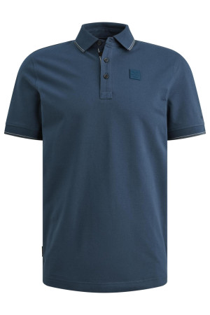 PME legend blauwe heren polo   Rib kraag   Regular fit   Knoopsluiting   Duurzaam   Korte mouw Blauw M