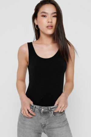 Only zwarte dames top   Ronde hals   Slim Fit   Mouwloos Zwart XL