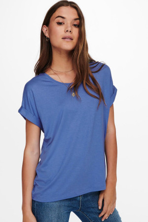 Only blauwe dames t-shirt   Ronde hals   Regular fit   Geen zakken   Korte mouw Blauw L