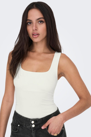Only beige dames top   Vierkante hals   Slim Fit   Mouwloos Beige L