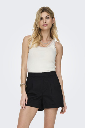 Only witte dames top   Ronde hals   Regular fit   Geen zakken   Kant patroon   Mouwloos Wit XS