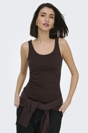 Jacqueline de Yong bruine dames top   Ronde hals   Slim Fit   Mouwloos Bruin XS