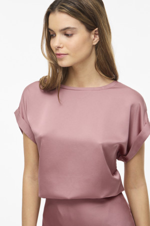 Vila roze dames t-shirt   Ronde hals   Regular fit   Geen zakken   Glans   Duurzaam   Korte mouw Roze 40