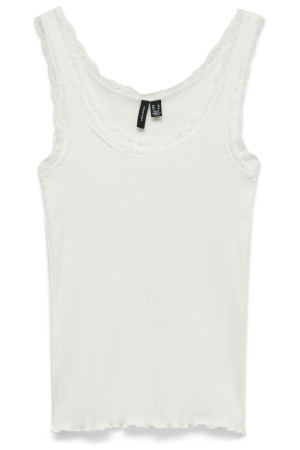 Vero Moda witte dames top   Ronde hals   Slim Fit   Kant patroon   Duurzaam   Mouwloos Wit XL