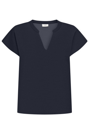 Jacqueline de Yong blauwe dames t-shirt   V-hals   Regular fit   Geen zakken   Korte mouw Blauw M