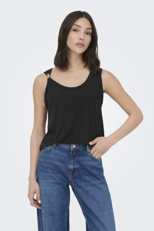 Jacqueline de Yong zwarte dames top   Ronde hals   Slim Fit   Mouwloos Zwart XL