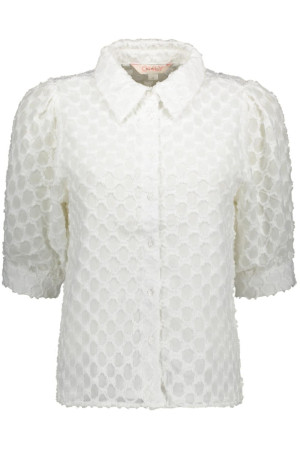 Only witte dames blouse   Punt kraag   Regular fit   Structuur patroon   Knoopsluiting   Duurzaam   Korte mouw Wit L