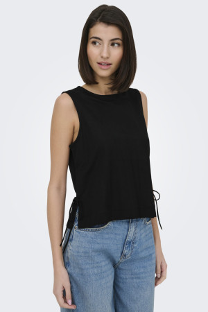 Jacqueline de Yong zwarte dames top   Ronde hals   Regular fit   Knoopsluiting   Mouwloos Zwart XL