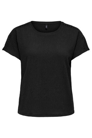 Only zwarte dames t-shirt   Ronde hals   Regular fit   Structuur patroon   Duurzaam   Korte mouw Zwart S